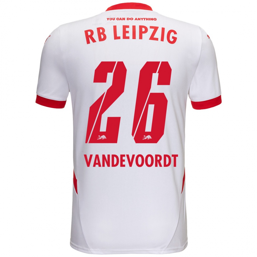 Bambino Maglia Maarten Vandevoordt #26 Bianco Rosso Kit Gara Home 2024/25 Maglietta