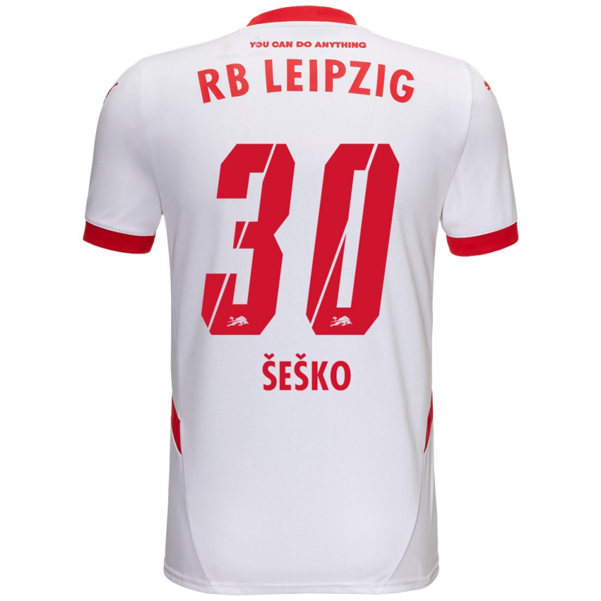 Bambino Maglia Benjamin Sesko #30 Bianco Rosso Kit Gara Home 2024/25 Maglietta