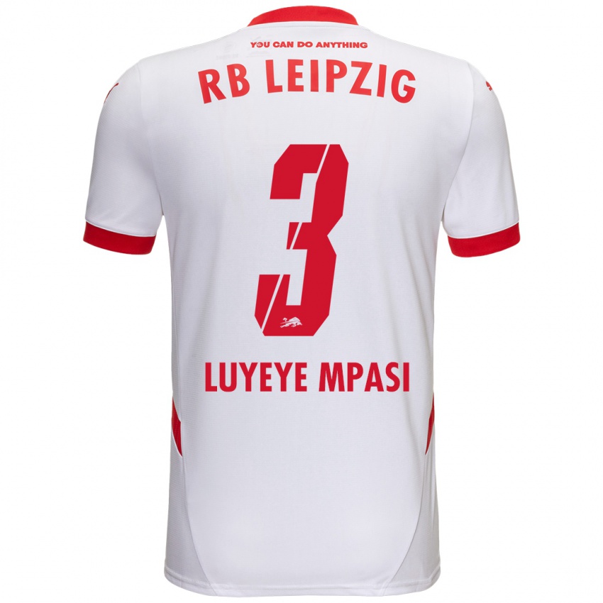 Bambino Maglia Seal Luyeye Mpasi #3 Bianco Rosso Kit Gara Home 2024/25 Maglietta