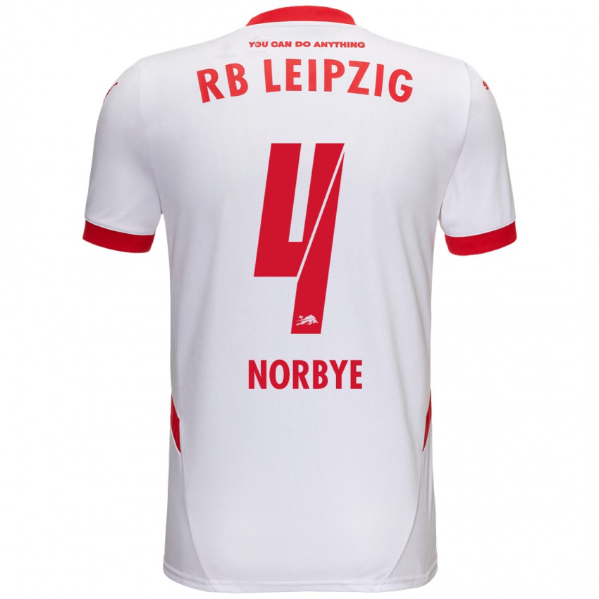 Bambino Maglia Jonathan Norbye #4 Bianco Rosso Kit Gara Home 2024/25 Maglietta