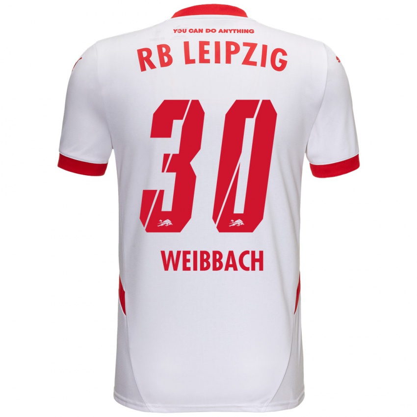 Bambino Maglia Noah Weißbach #30 Bianco Rosso Kit Gara Home 2024/25 Maglietta