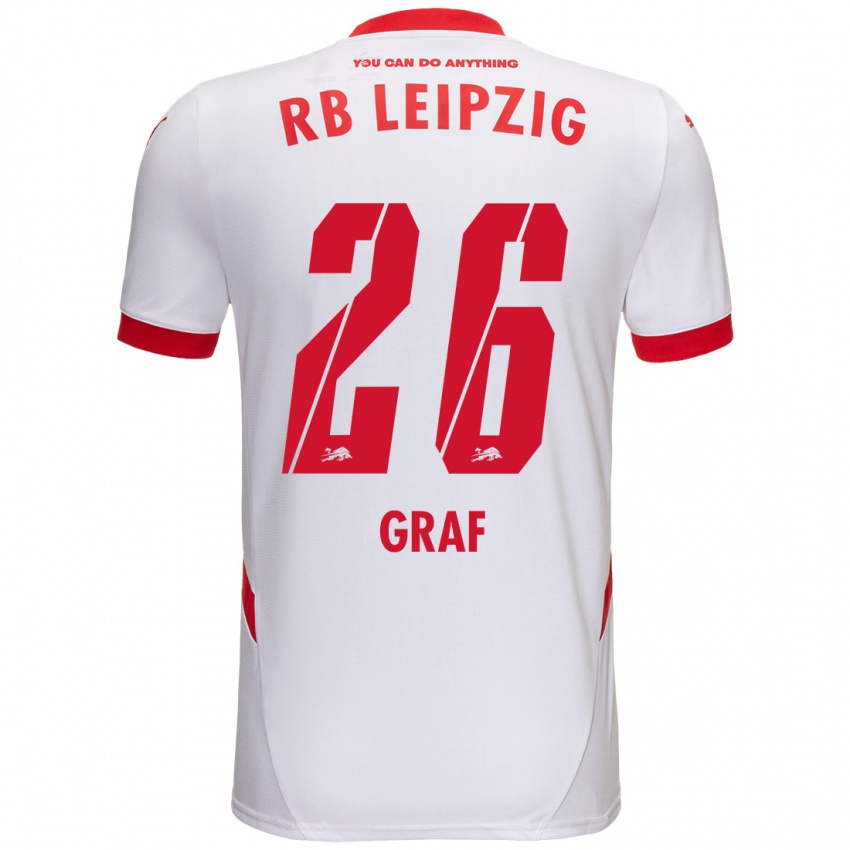 Bambino Maglia Luca Maria Graf #26 Bianco Rosso Kit Gara Home 2024/25 Maglietta