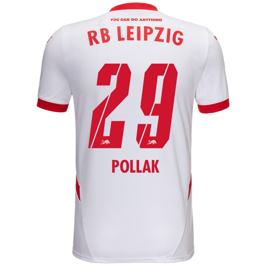 Bambino Maglia Julia Pollak #29 Bianco Rosso Kit Gara Home 2024/25 Maglietta