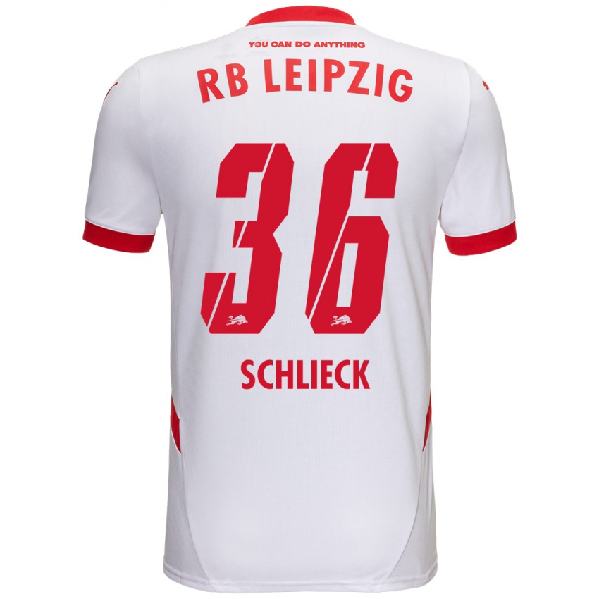 Bambino Maglia Timo Schlieck #36 Bianco Rosso Kit Gara Home 2024/25 Maglietta