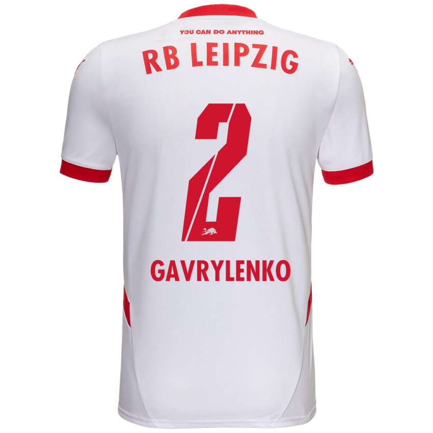 Bambino Maglia Oleksandr Gavrylenko #2 Bianco Rosso Kit Gara Home 2024/25 Maglietta