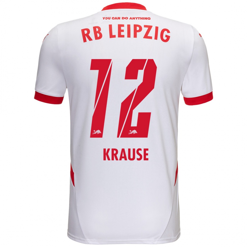 Bambino Maglia Arno Krause #12 Bianco Rosso Kit Gara Home 2024/25 Maglietta