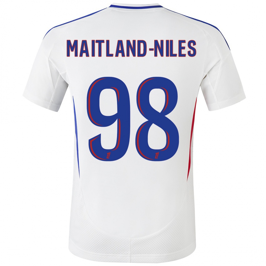 Bambino Maglia Ainsley Maitland-Niles #98 Bianco Blu Kit Gara Home 2024/25 Maglietta