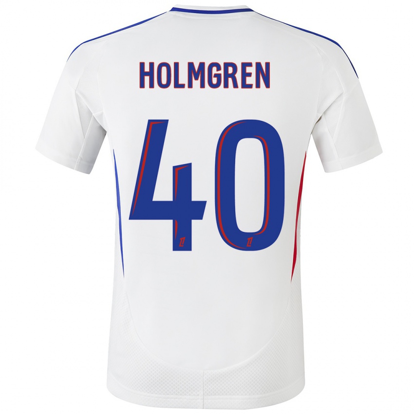 Bambino Maglia Emma Holmgren #40 Bianco Blu Kit Gara Home 2024/25 Maglietta