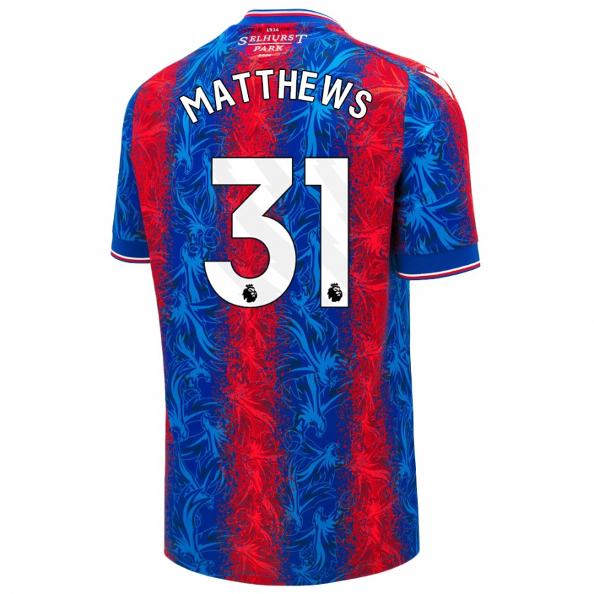 Bambino Maglia Remi Matthews #31 Strisce Rosso Blu Kit Gara Home 2024/25 Maglietta