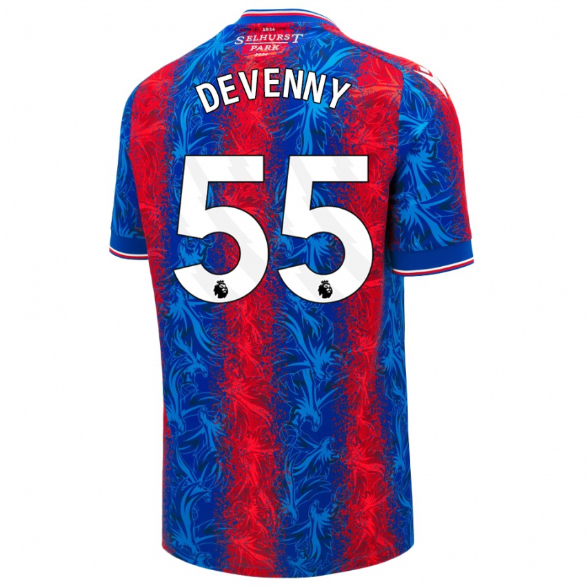 Bambino Maglia Justin Devenny #55 Strisce Rosso Blu Kit Gara Home 2024/25 Maglietta