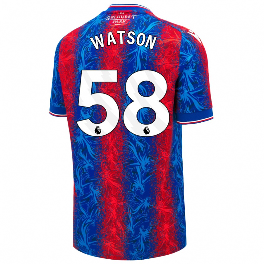 Bambino Maglia Noah Watson #58 Strisce Rosso Blu Kit Gara Home 2024/25 Maglietta