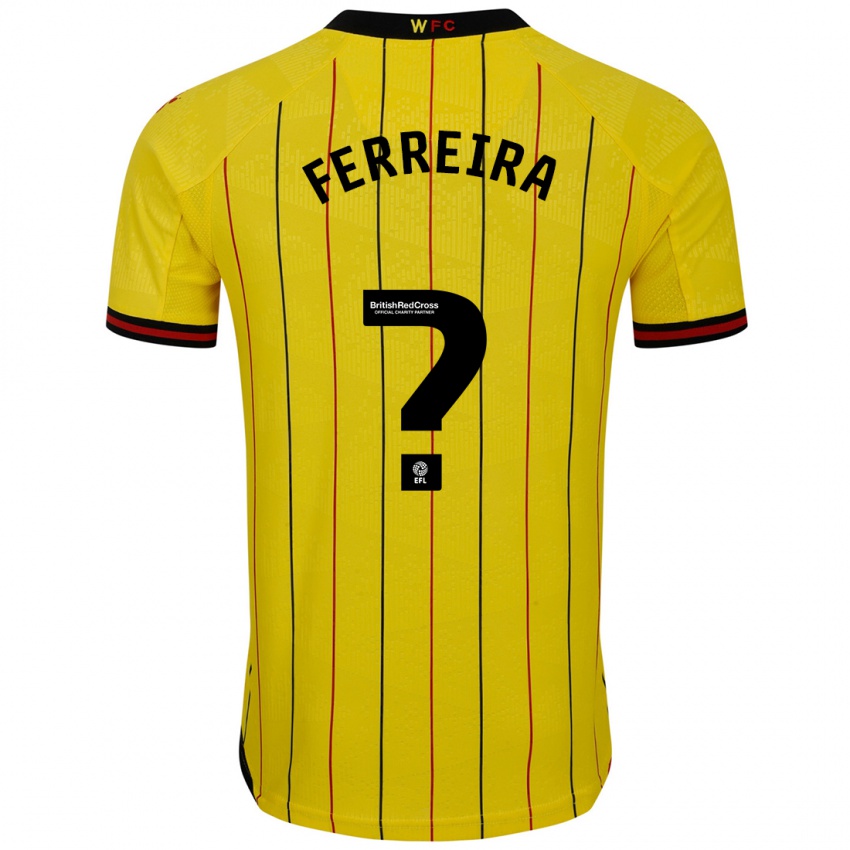 Bambino Maglia João Ferreira #0 Giallo Nero Kit Gara Home 2024/25 Maglietta