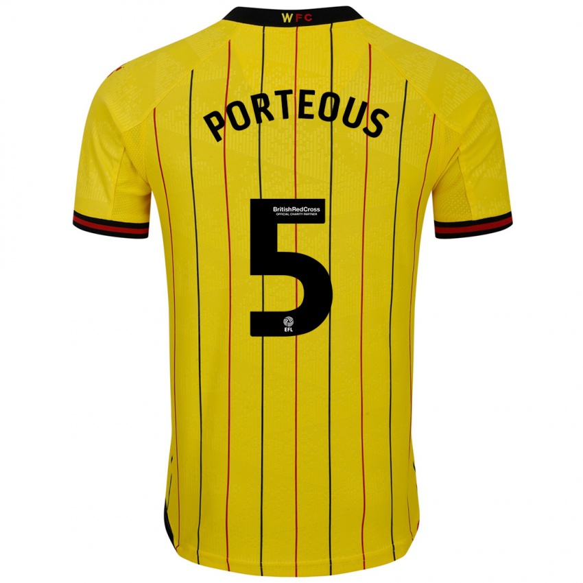 Bambino Maglia Ryan Porteous #5 Giallo Nero Kit Gara Home 2024/25 Maglietta