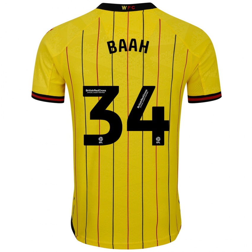 Bambino Maglia Kwadwo Baah #34 Giallo Nero Kit Gara Home 2024/25 Maglietta