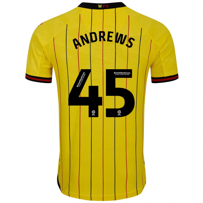 Bambino Maglia Ryan Andrews #45 Giallo Nero Kit Gara Home 2024/25 Maglietta