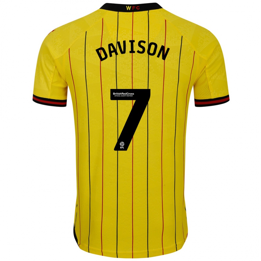 Bambino Maglia Gemma Davison #7 Giallo Nero Kit Gara Home 2024/25 Maglietta