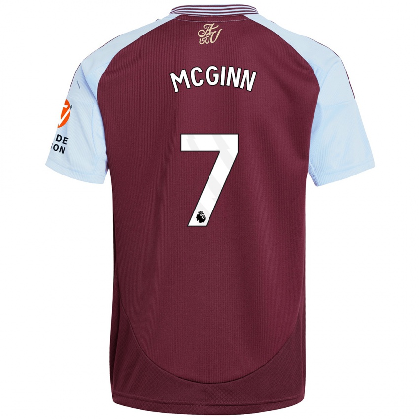 Bambino Maglia John Mcginn #7 Borgogna Azzurro Kit Gara Home 2024/25 Maglietta