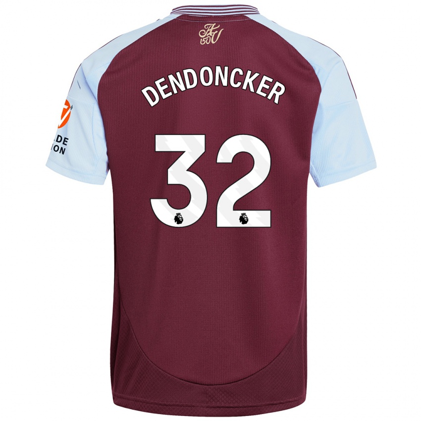 Bambino Maglia Leander Dendoncker #32 Borgogna Azzurro Kit Gara Home 2024/25 Maglietta