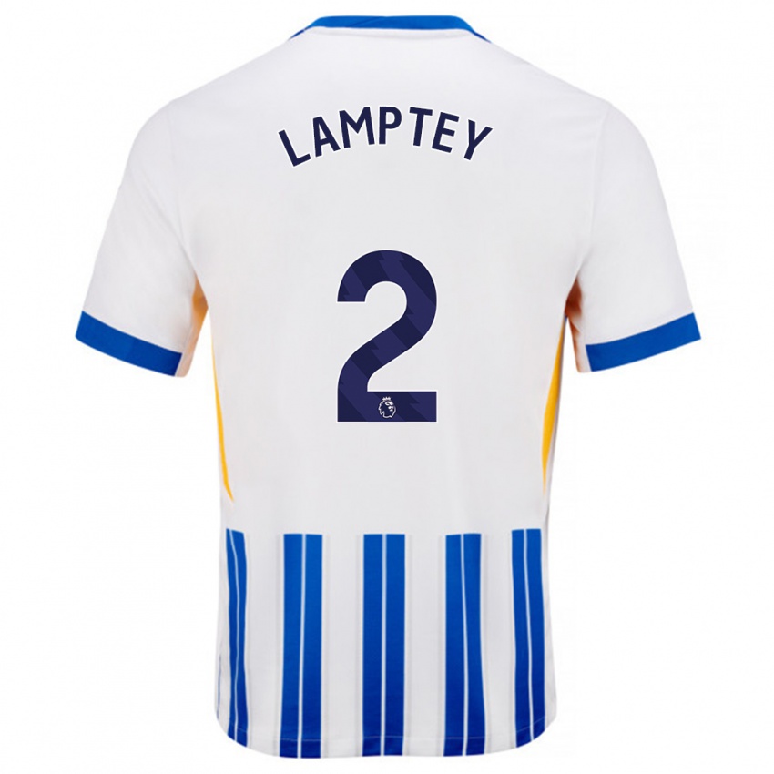 Bambino Maglia Tariq Lamptey #2 Bianco Blu A Righe Kit Gara Home 2024/25 Maglietta