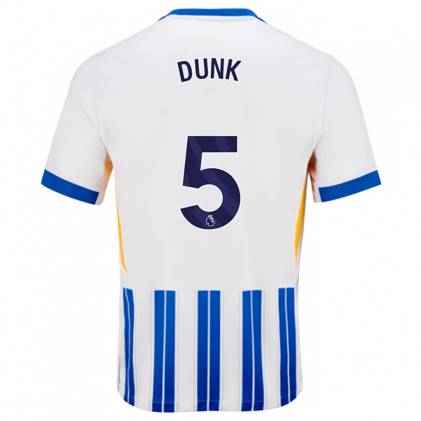 Bambino Maglia Lewis Dunk #5 Bianco Blu A Righe Kit Gara Home 2024/25 Maglietta