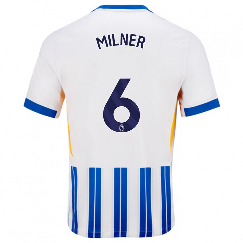 Bambino Maglia James Milner #6 Bianco Blu A Righe Kit Gara Home 2024/25 Maglietta