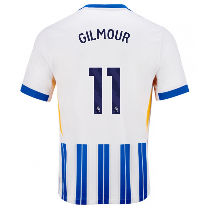 Bambino Maglia Billy Gilmour #11 Bianco Blu A Righe Kit Gara Home 2024/25 Maglietta