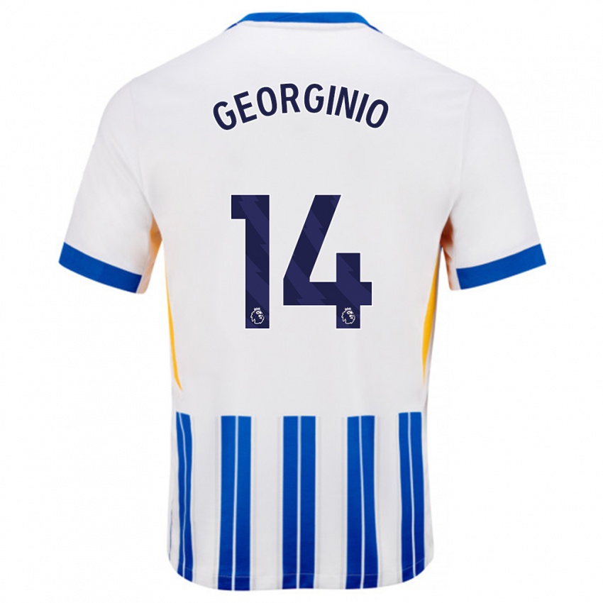 Bambino Maglia Georginio Rutter #14 Bianco Blu A Righe Kit Gara Home 2024/25 Maglietta