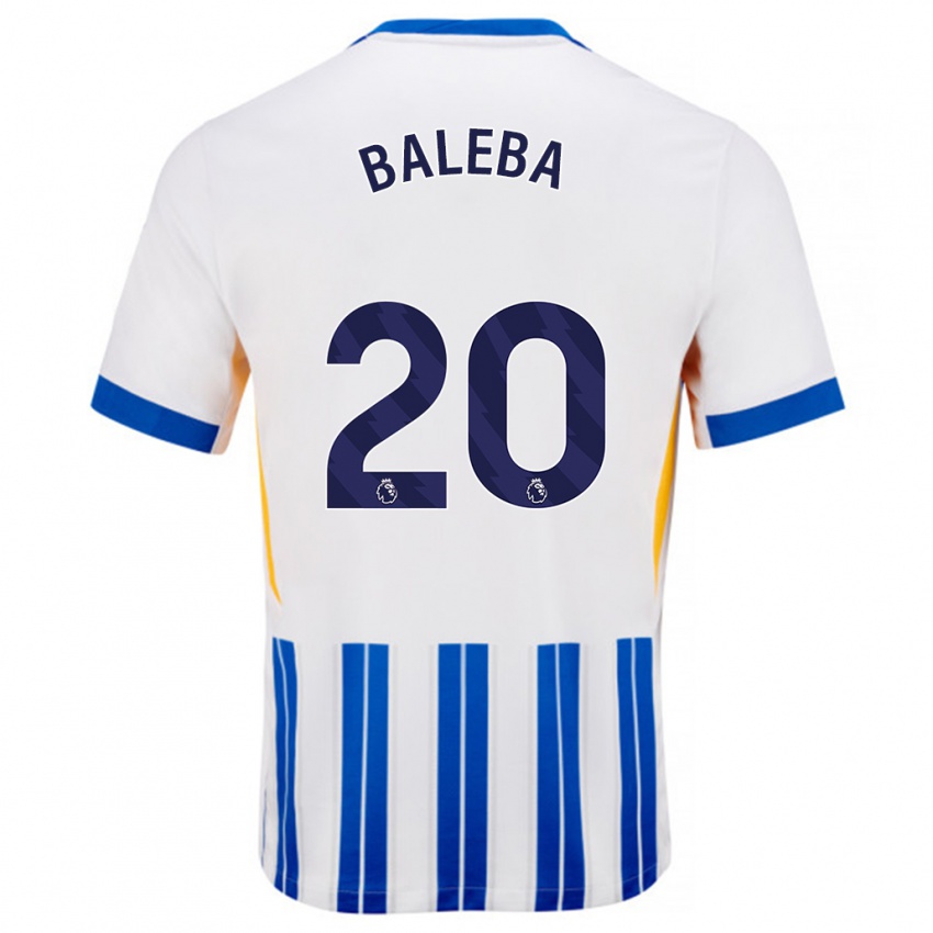 Bambino Maglia Carlos Baleba #20 Bianco Blu A Righe Kit Gara Home 2024/25 Maglietta