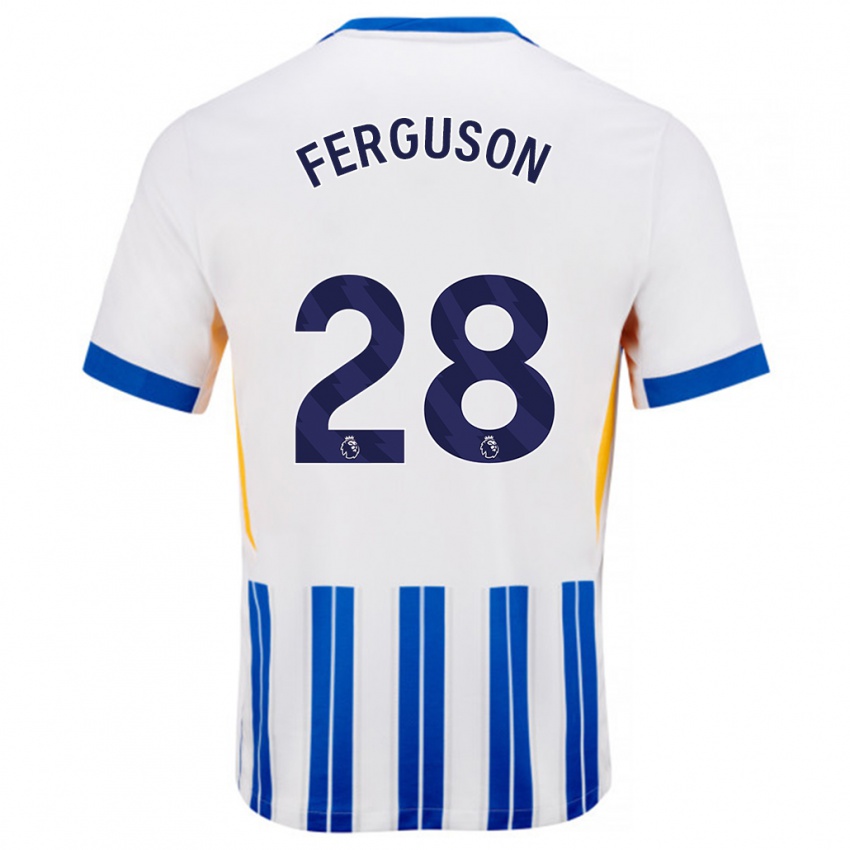 Bambino Maglia Evan Ferguson #28 Bianco Blu A Righe Kit Gara Home 2024/25 Maglietta