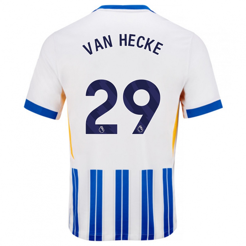 Bambino Maglia Jan Paul Van Hecke #29 Bianco Blu A Righe Kit Gara Home 2024/25 Maglietta