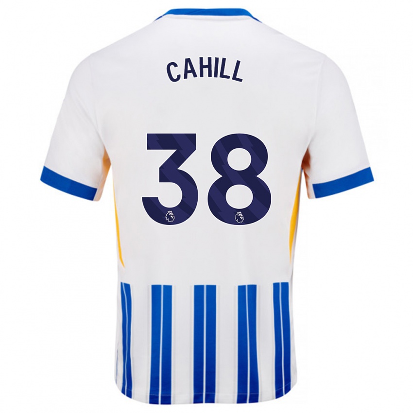 Bambino Maglia Killian Cahill #38 Bianco Blu A Righe Kit Gara Home 2024/25 Maglietta