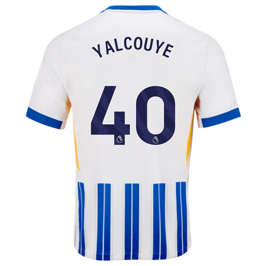 Bambino Maglia Malick Junior Yalcouyé #40 Bianco Blu A Righe Kit Gara Home 2024/25 Maglietta