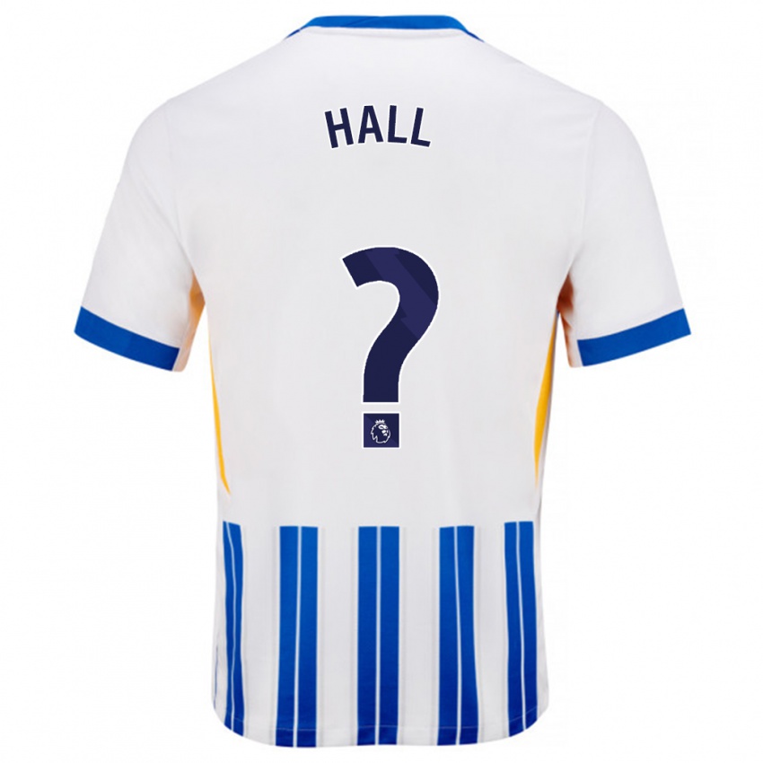 Bambino Maglia Steven Hall #0 Bianco Blu A Righe Kit Gara Home 2024/25 Maglietta