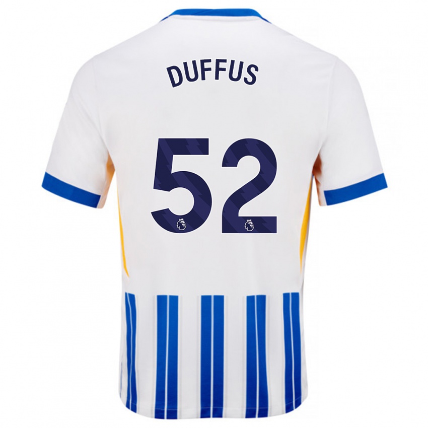 Bambino Maglia Josh Duffus #52 Bianco Blu A Righe Kit Gara Home 2024/25 Maglietta