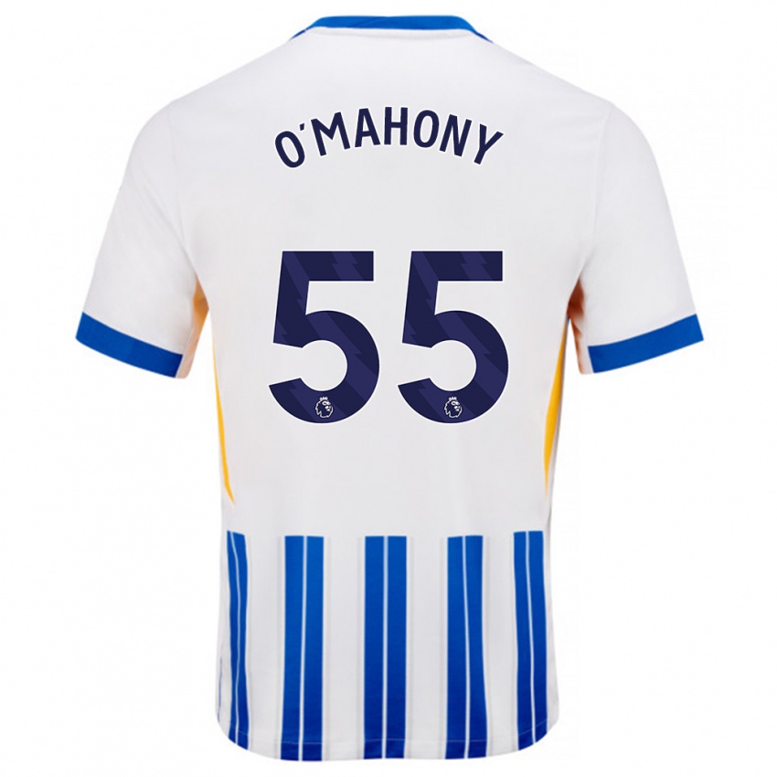 Bambino Maglia Mark O'mahony #55 Bianco Blu A Righe Kit Gara Home 2024/25 Maglietta