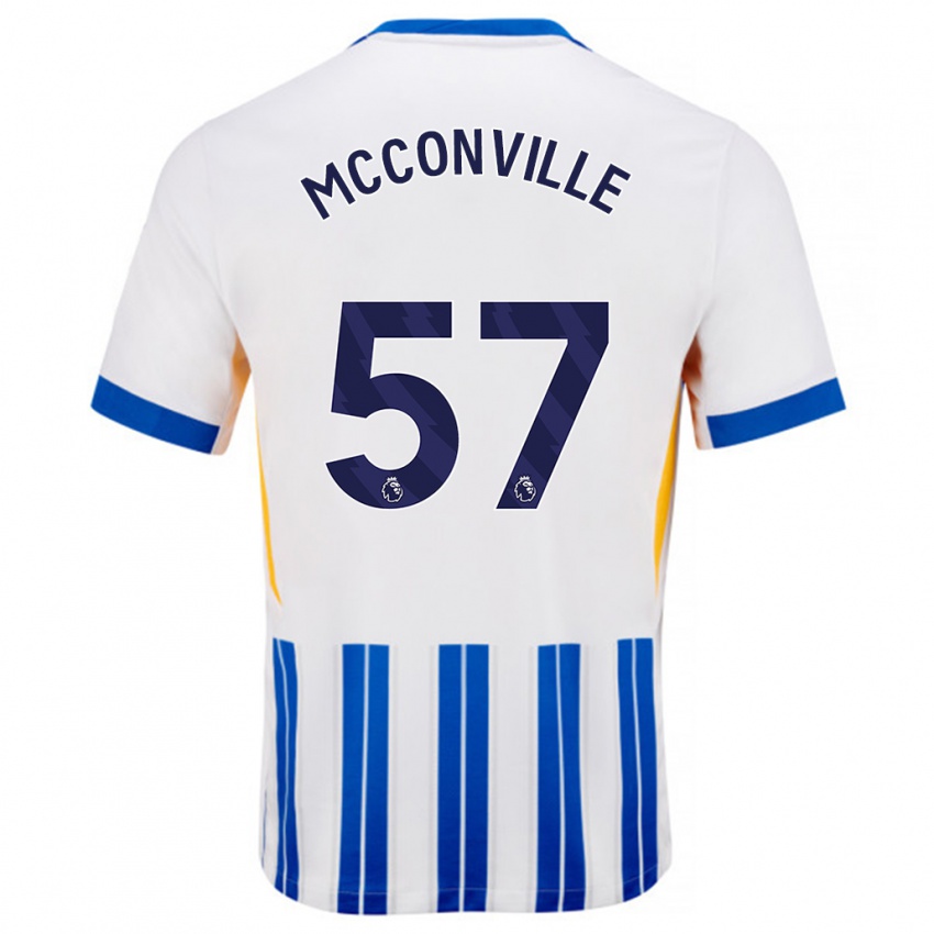 Bambino Maglia Ruairi Mcconville #57 Bianco Blu A Righe Kit Gara Home 2024/25 Maglietta