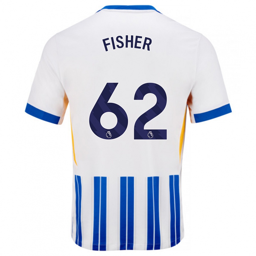 Bambino Maglia Hugo Fisher #62 Bianco Blu A Righe Kit Gara Home 2024/25 Maglietta