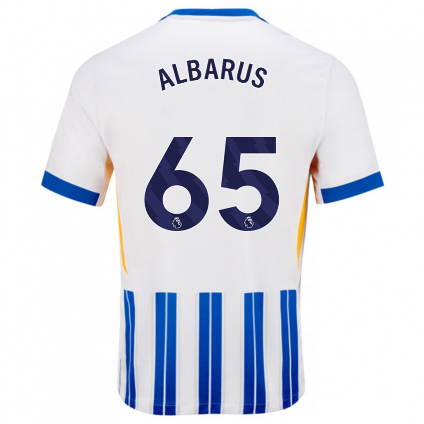 Bambino Maglia Zane Albarus #65 Bianco Blu A Righe Kit Gara Home 2024/25 Maglietta