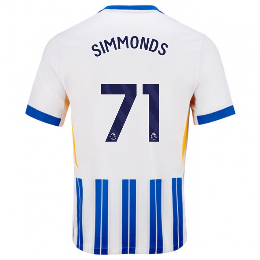 Bambino Maglia Freddie Simmonds #71 Bianco Blu A Righe Kit Gara Home 2024/25 Maglietta