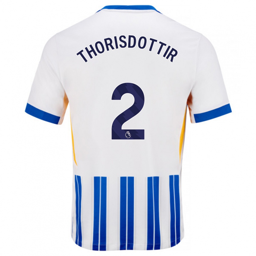 Bambino Maglia Maria Thorisdottir #2 Bianco Blu A Righe Kit Gara Home 2024/25 Maglietta