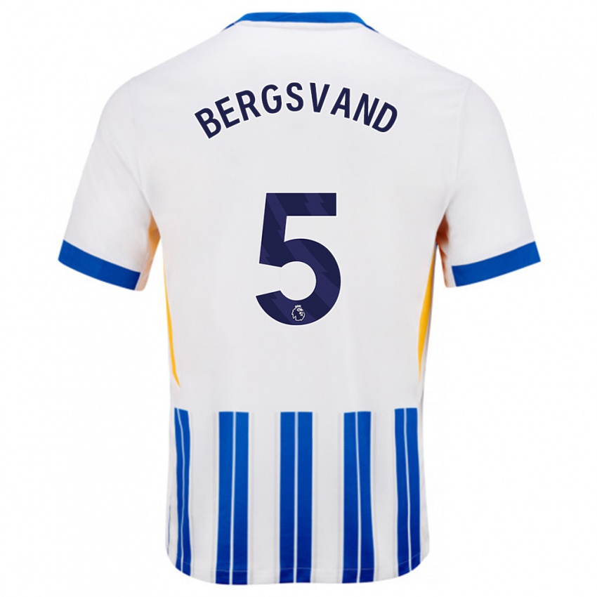 Bambino Maglia Guro Bergsvand #5 Bianco Blu A Righe Kit Gara Home 2024/25 Maglietta