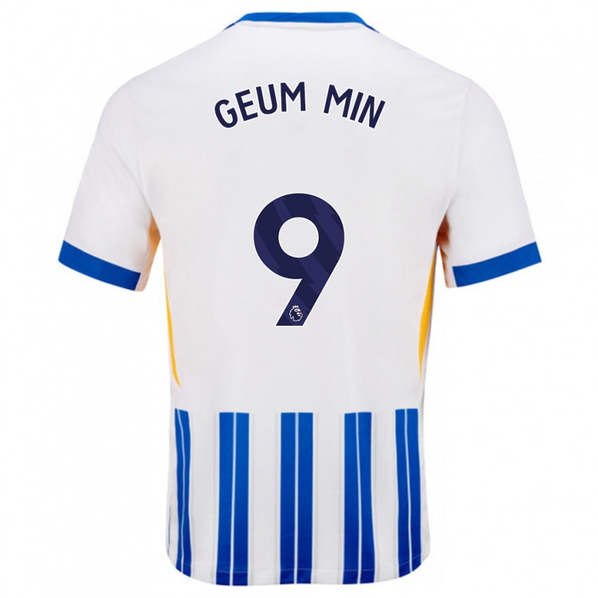 Bambino Maglia Lee Geum-Min #9 Bianco Blu A Righe Kit Gara Home 2024/25 Maglietta