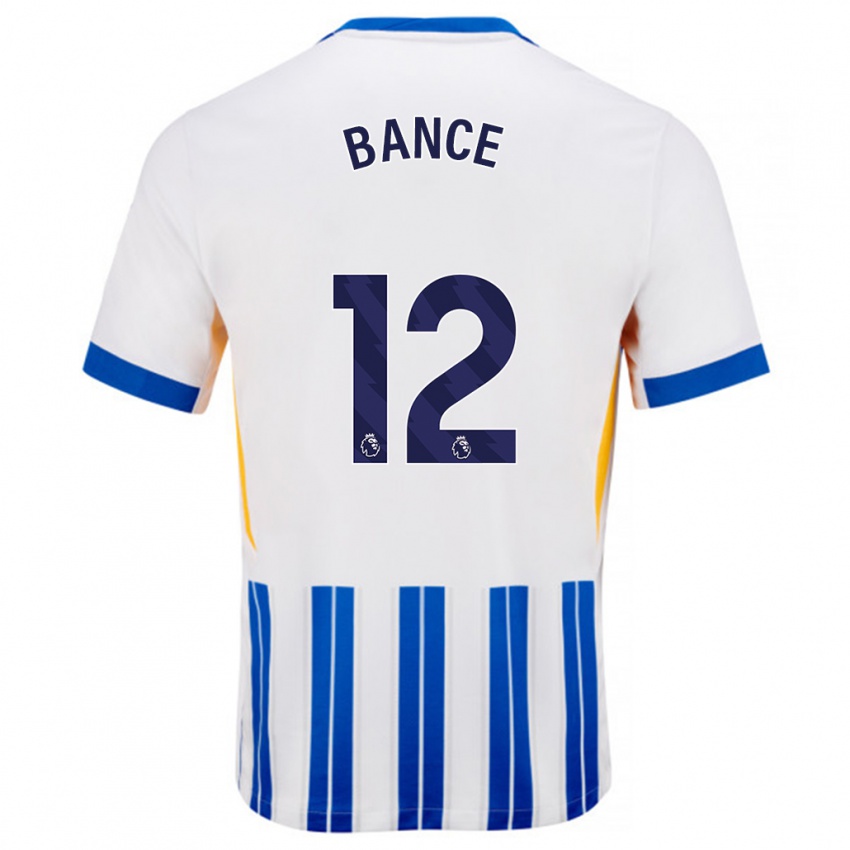 Bambino Maglia Libby Bance #12 Bianco Blu A Righe Kit Gara Home 2024/25 Maglietta