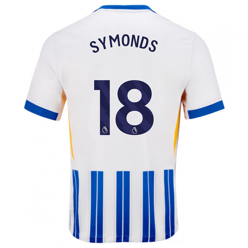 Bambino Maglia Maisie Symonds #18 Bianco Blu A Righe Kit Gara Home 2024/25 Maglietta