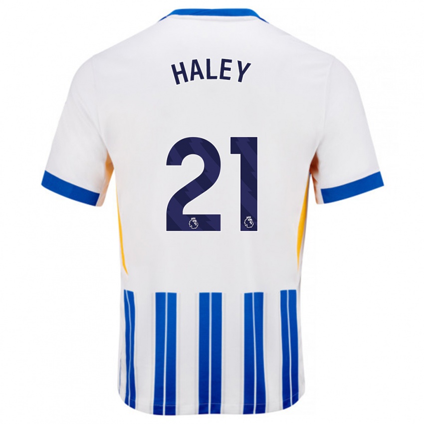 Bambino Maglia Madison Haley #21 Bianco Blu A Righe Kit Gara Home 2024/25 Maglietta