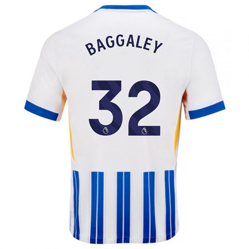 Bambino Maglia Sophie Baggaley #32 Bianco Blu A Righe Kit Gara Home 2024/25 Maglietta