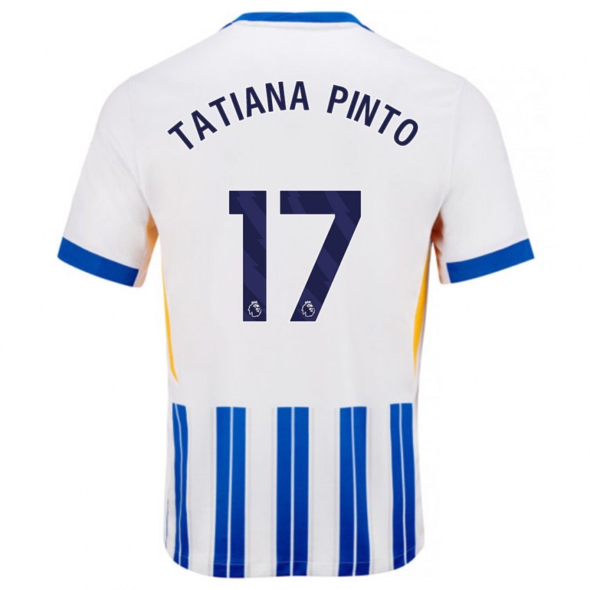 Bambino Maglia Tatiana Vanessa Ferreira Pinto #17 Bianco Blu A Righe Kit Gara Home 2024/25 Maglietta