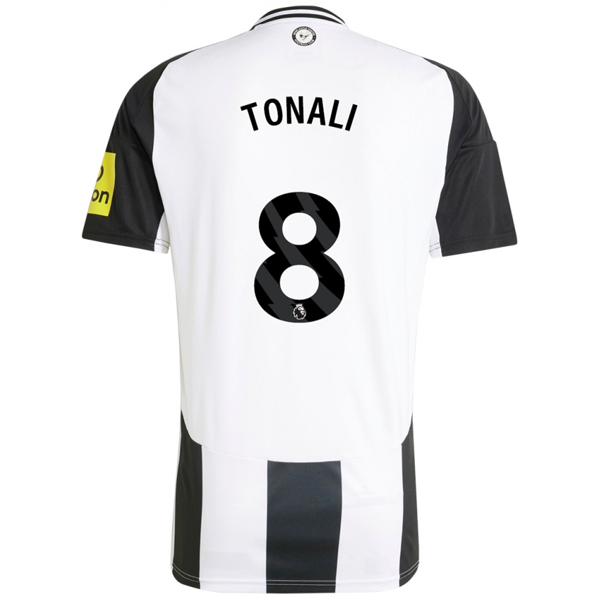 Bambino Maglia Sandro Tonali #8 Bianco Nero Kit Gara Home 2024/25 Maglietta