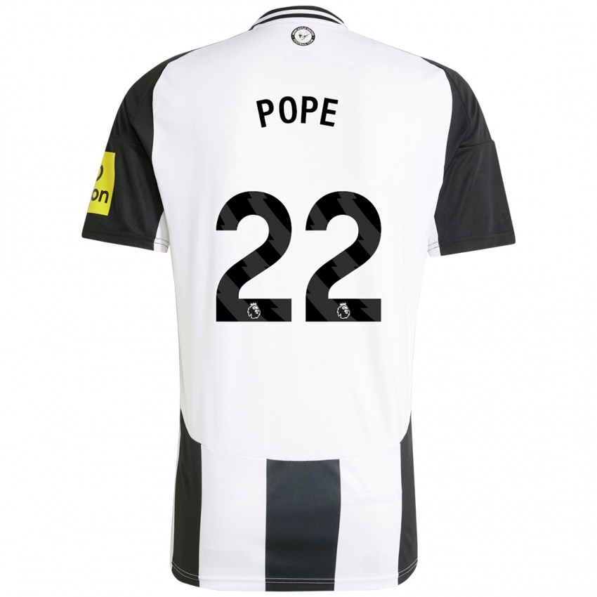 Bambino Maglia Nick Pope #22 Bianco Nero Kit Gara Home 2024/25 Maglietta