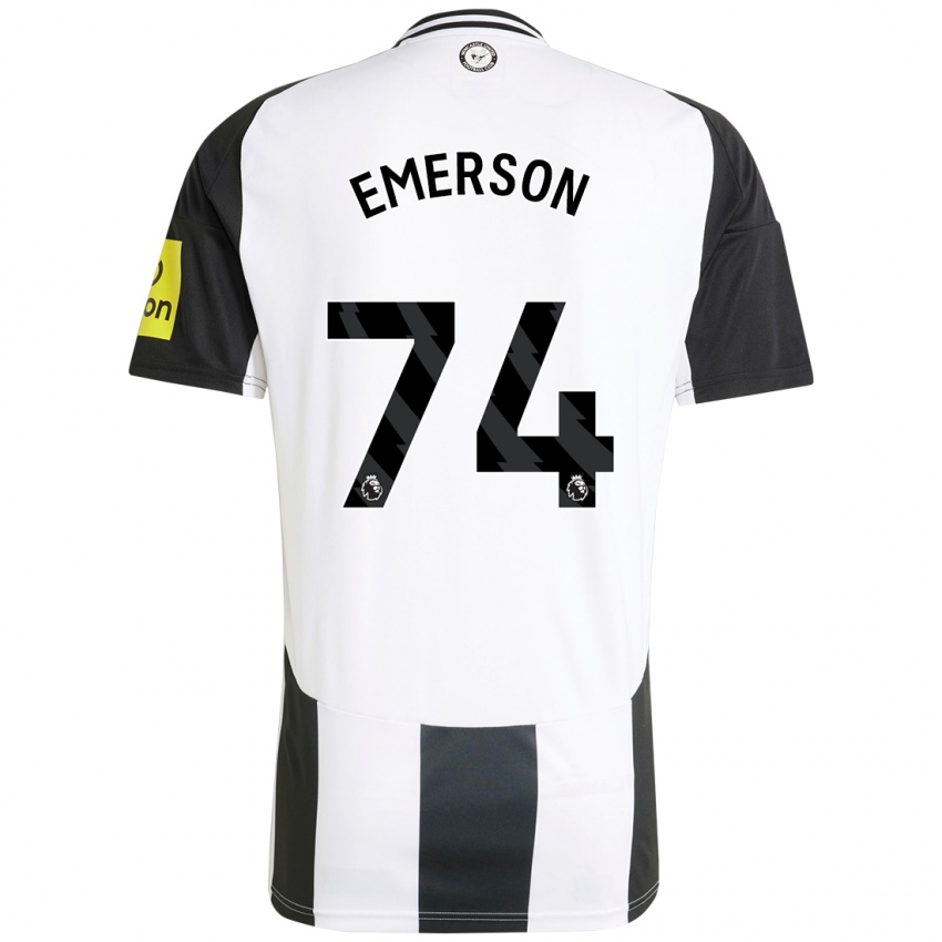 Bambino Maglia Johnny Emerson #74 Bianco Nero Kit Gara Home 2024/25 Maglietta